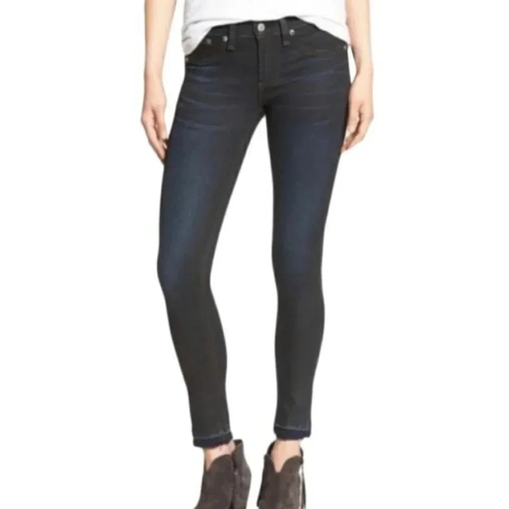 Rag & Bone Blue Raw Hem Dearborn Skinny Jeans- size 27